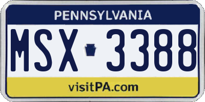 PA license plate MSX3388