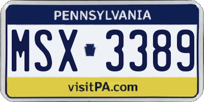 PA license plate MSX3389