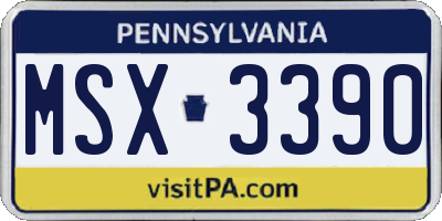 PA license plate MSX3390