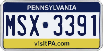 PA license plate MSX3391