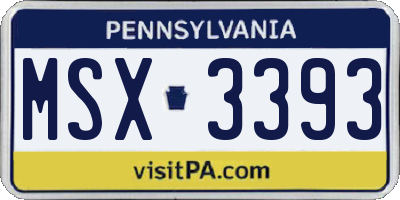 PA license plate MSX3393