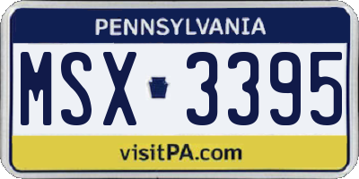 PA license plate MSX3395