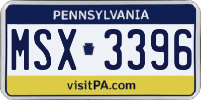 PA license plate MSX3396