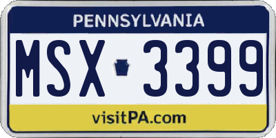 PA license plate MSX3399