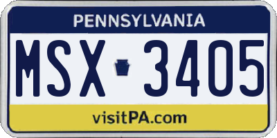 PA license plate MSX3405