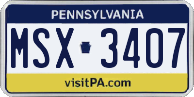 PA license plate MSX3407