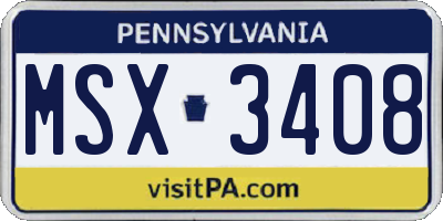 PA license plate MSX3408