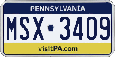 PA license plate MSX3409