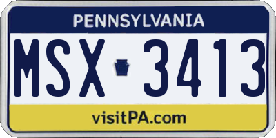PA license plate MSX3413