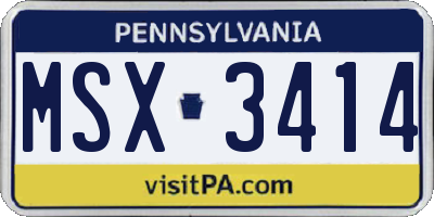 PA license plate MSX3414