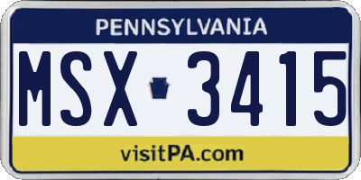 PA license plate MSX3415