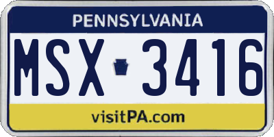 PA license plate MSX3416