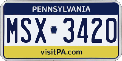 PA license plate MSX3420