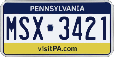 PA license plate MSX3421