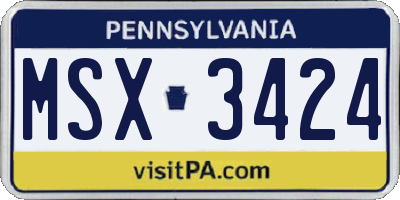 PA license plate MSX3424