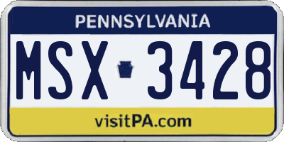PA license plate MSX3428