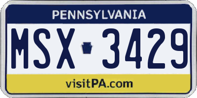 PA license plate MSX3429