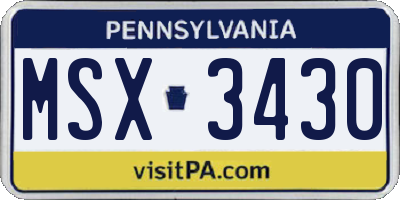 PA license plate MSX3430