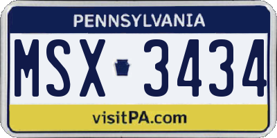 PA license plate MSX3434