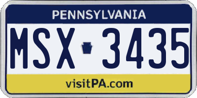 PA license plate MSX3435