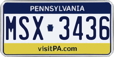 PA license plate MSX3436