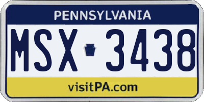 PA license plate MSX3438