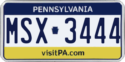 PA license plate MSX3444