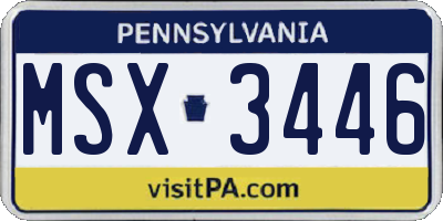 PA license plate MSX3446
