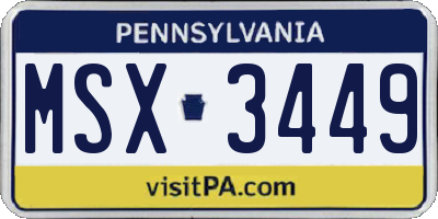 PA license plate MSX3449