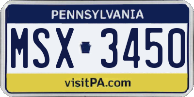 PA license plate MSX3450