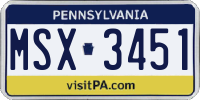 PA license plate MSX3451