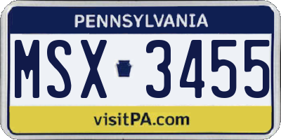 PA license plate MSX3455