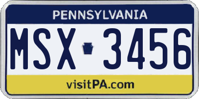 PA license plate MSX3456