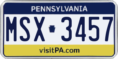 PA license plate MSX3457