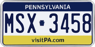 PA license plate MSX3458