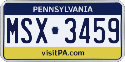 PA license plate MSX3459