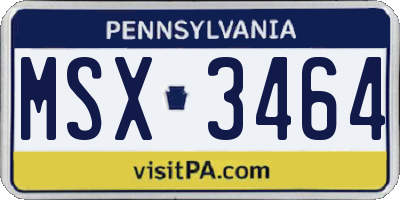 PA license plate MSX3464