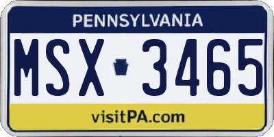 PA license plate MSX3465