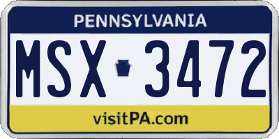 PA license plate MSX3472