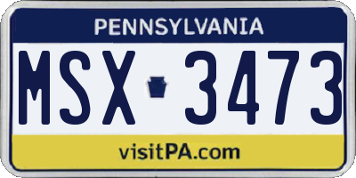 PA license plate MSX3473