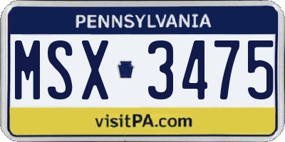 PA license plate MSX3475