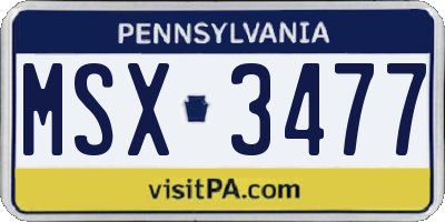 PA license plate MSX3477