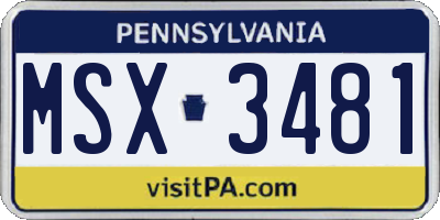 PA license plate MSX3481