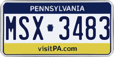 PA license plate MSX3483
