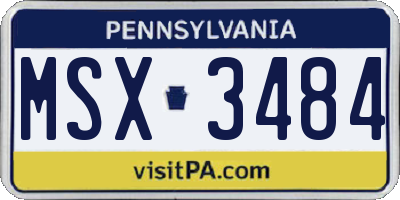 PA license plate MSX3484