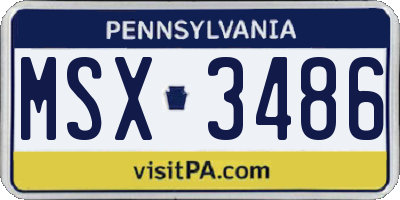 PA license plate MSX3486