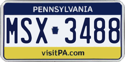 PA license plate MSX3488
