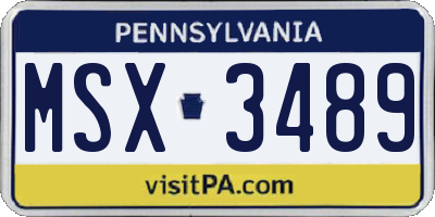 PA license plate MSX3489