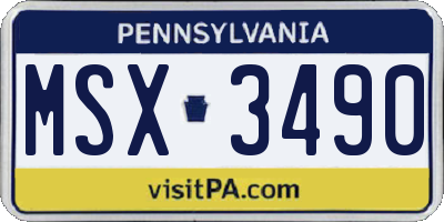 PA license plate MSX3490