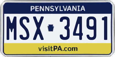 PA license plate MSX3491